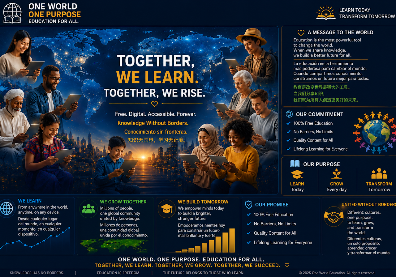 People of different ages and cultures learning together around a connected world map